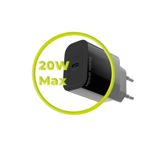 Mobile Origin PD20W MO11 sieťová nabíjačka, čierna, USB-C - 9