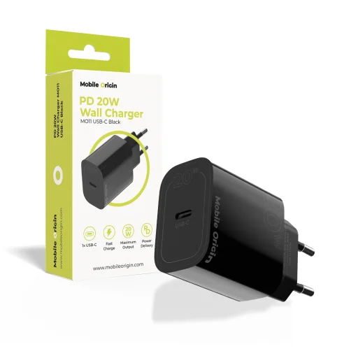Mobile Origin PD20W MO11 sieťová nabíjačka, čierna, USB-C - 1
