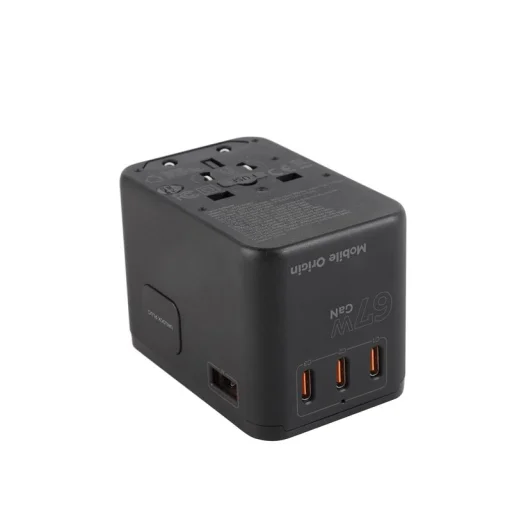Mobile Origin PW5 67W GaN cestovný adaptér EU/UK/US/AUS, 3× USB-C a USB-A, čierny - 14
