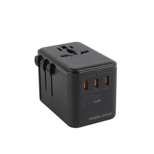 Mobile Origin PW5 67W GaN cestovný adaptér EU/UK/US/AUS, 3× USB-C a USB-A, čierny - 7