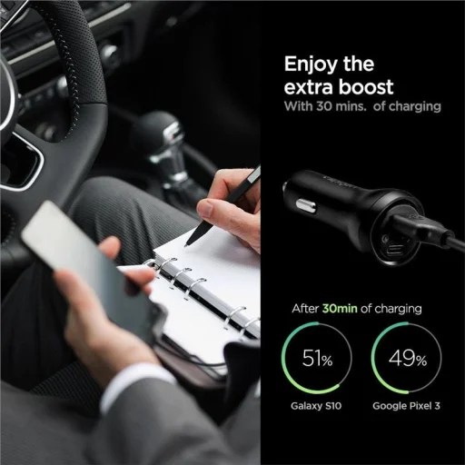 Spigen F31QC 48 W USB-C PD 3.0 a Quick Charge 3.0 nabíjačka do auta - 4