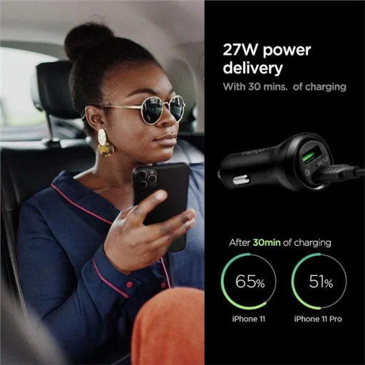 Spigen F31QC 48 W USB-C PD 3.0 a Quick Charge 3.0 nabíjačka do auta - 5