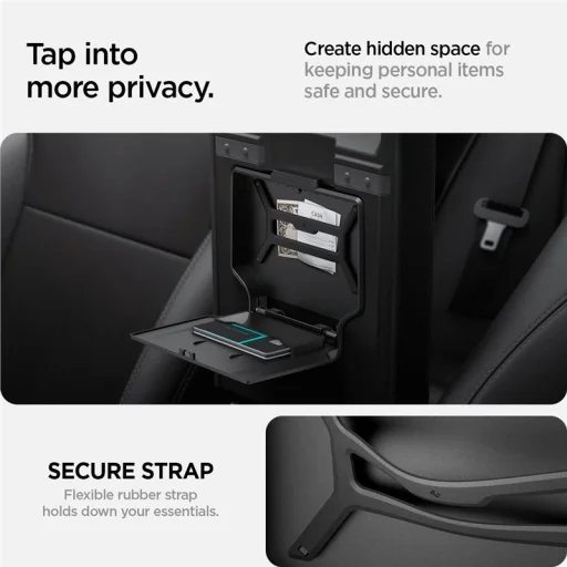 Spigen skrytý úložný box pre stredovú konzolu Tesla Model 3 2024, čierny - 2
