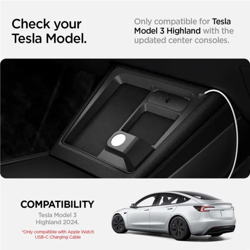 Spigen 3 v 1 držiak pre bezdrôtovú nabíjaciu stanicu Tesla čierny – Tesla Model 3 2024 - 20
