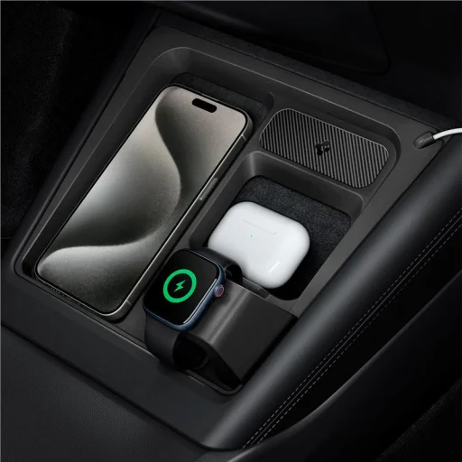 Spigen 3 v 1 držiak pre bezdrôtovú nabíjaciu stanicu Tesla čierny – Tesla Model 3 2024 - 1