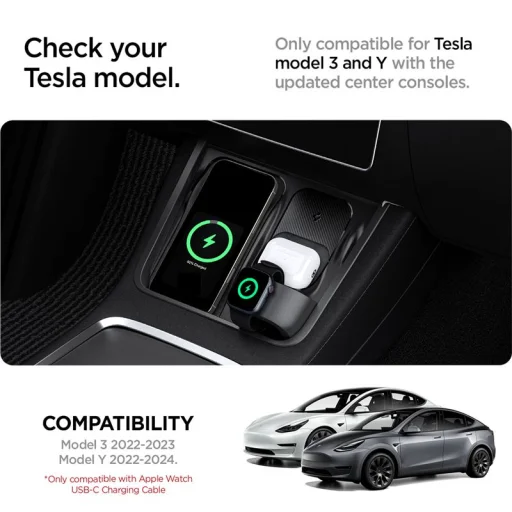 Spigen Tesla 3 v 1 bezdrôtový nabíjací stojan čierny – Tesla Model Y/3 - 12