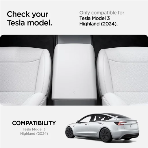 Spigen kryt lakťovej opierky biely – Tesla Model 3 2024 - 14