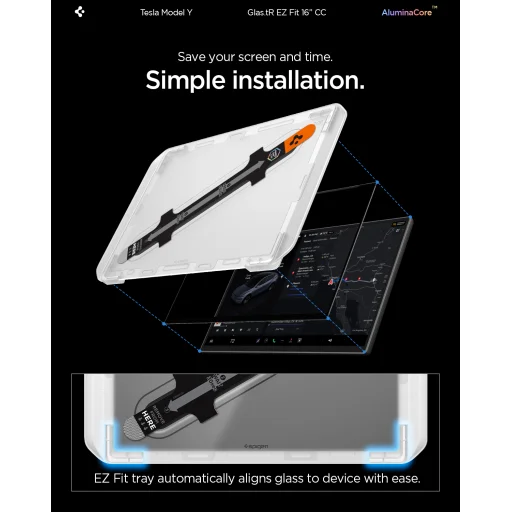 Spigen Tesla EZ Fit Clear ochranné sklo na displej pre Tesla Model Y L 2026, číre - 15