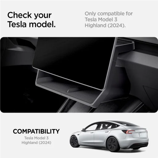 Spigen úložný priestor pod displej, čierny – Tesla Model 3 Highland 2024 - 6