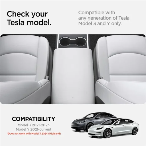 Spigen Tesla poduška na lakťovú opierku biela – Tesla Model 3/Y - 8