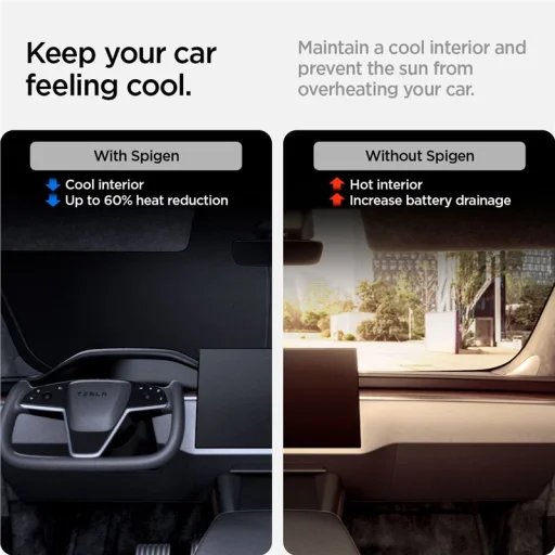 Spigen CryoShade slnečná clona na predné sklo čierna – Tesla Model S - 17
