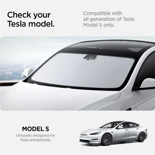Spigen CryoShade slnečná clona na predné sklo čierna – Tesla Model S - 4