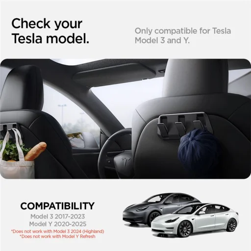 Spigen Tesla háčik na sedadlo čierny – Tesla Model Y/3 - 8