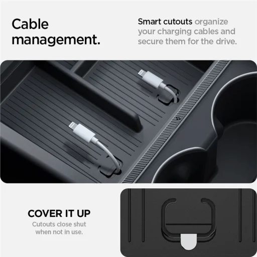 Spigen spodný organizér do stredovej konzoly čierny – Tesla Model 3 2024 - 11