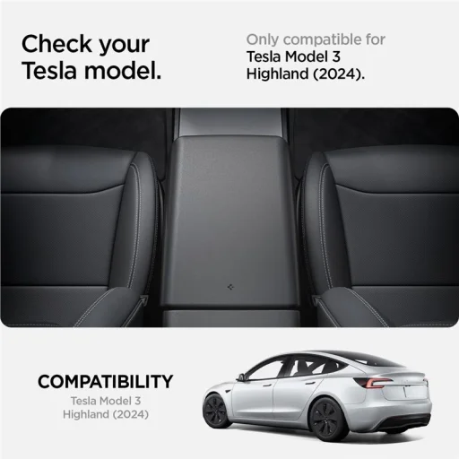 Spigen kryt lakťovej opierky čierny – Tesla Model 3 2024 - 8