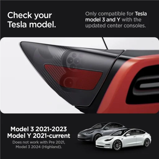 Spigen sada ochrannej fólie a krytu nabíjacieho portu Tesla, karbón – Tesla Model Y/3 - 14