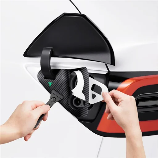 Spigen Tesla töltőnyílás védőfólia és borítás készlet, karbon – Tesla Model Y/3 - 11