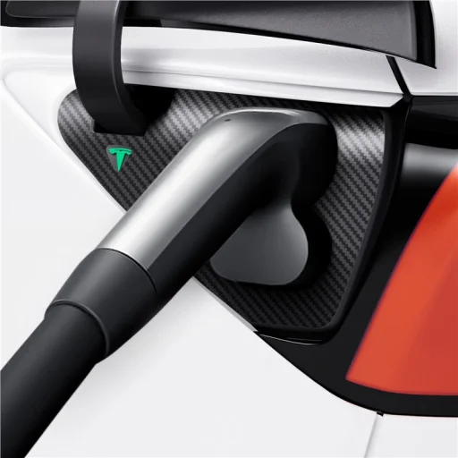 Spigen sada ochrannej fólie a krytu nabíjacieho portu Tesla, karbón – Tesla Model Y/3 - 4