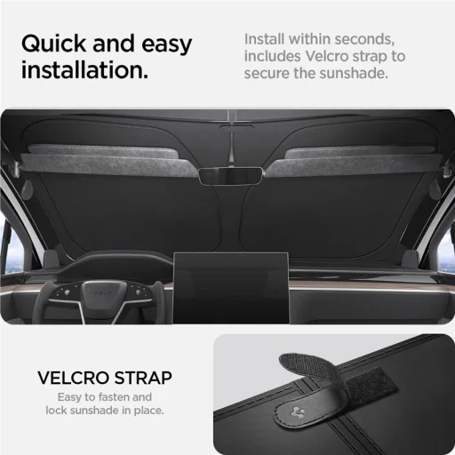 Spigen CryoShade slnečná clona na čelné sklo čierna Tesla Model X - 4