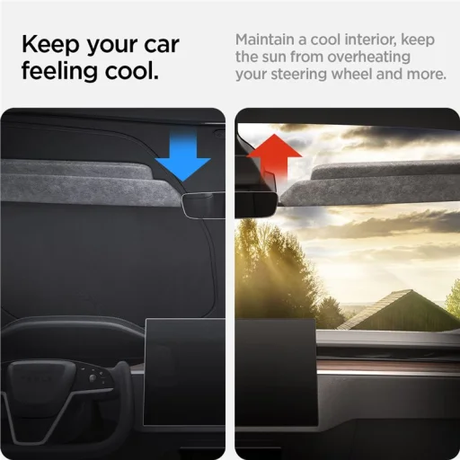 Spigen CryoShade slnečná clona na čelné sklo čierna Tesla Model X - 5