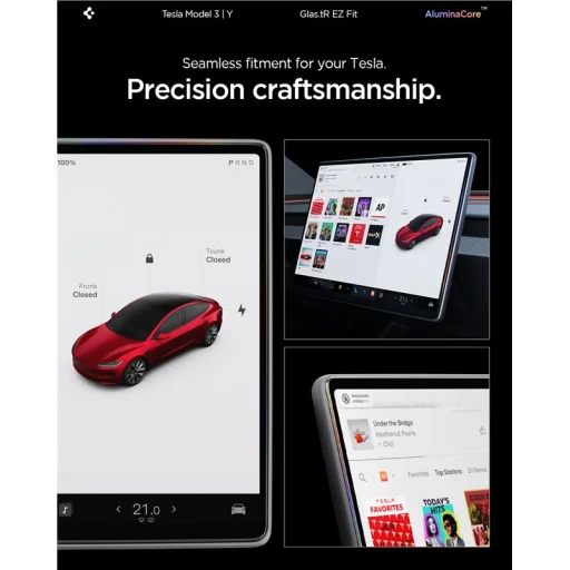 Spigen EZ Fit číre ochranné sklo na displej 15,4"/1 ks – Tesla Model Y (2025/2026), Model 3 (2024/2025/2026) - 9