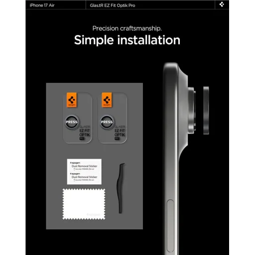 Spigen Glass tR EZ Fit Optik Pro ochranné sklo na šošovku fotoaparátu 2 ks sivé – iPhone Air - 2