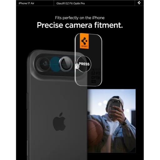 Spigen Glass tR EZ Fit Optik Pro ochranné sklo na šošovku fotoaparátu 2 ks sivé – iPhone Air - 9