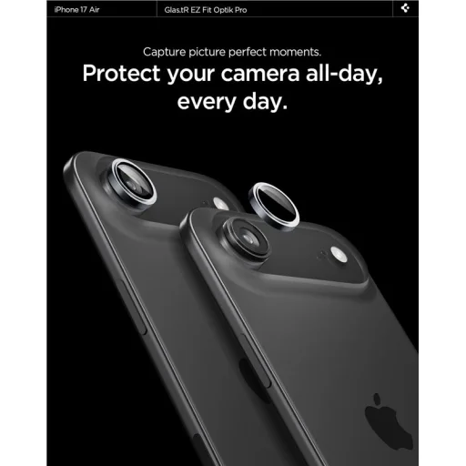 Spigen Glass tR EZ Fit Optik Pro ochranné sklo na šošovku fotoaparátu 2 ks sivé – iPhone Air - 10