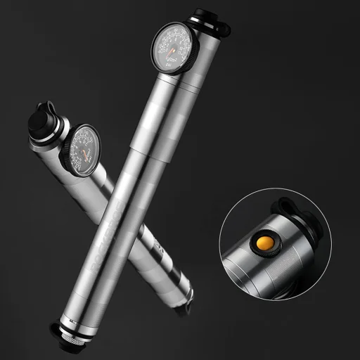 Rockbros HQ-67A-L03 pumpa na bicykel s manometrom – strieborná - 2