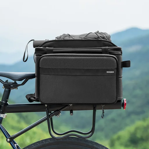 Rockbros A30 ROAD TO SKY skladacia cyklistická taška na nosič 15 – 30 l čierna - 6