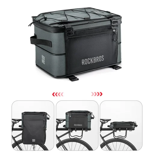 Rockbros A30 ROAD TO SKY skladacia taška na nosič bicykla 15–30 l, sivá - 12