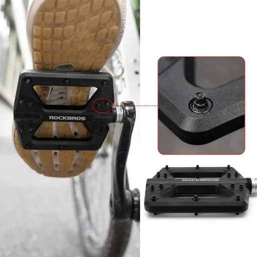 Rockbros 2022-12A nylonové pedále na bicykel, čierne - 3