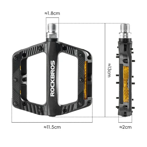 Rockbros BP2501 fényvisszaverő nejlon kerékpárpedál fekete - 2