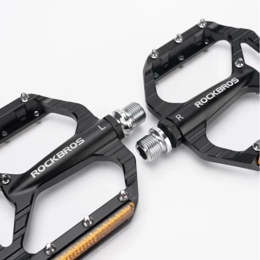 Rockbros C700 reflexné hliníkové platformové pedále, čierne - 4