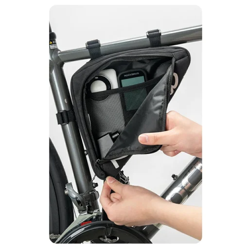 Rockbros G002 Flash Journey 1,4 l trojuholníková taška na rám bicykla – čierna - 3