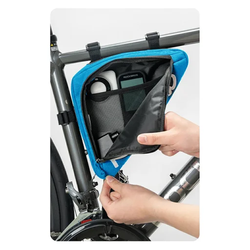 Rockbros G002 Flash Journey trojuholníková taška na rám 1,4 l – modrá - 3