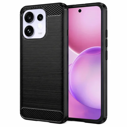 Techsuit Carbon Silicone puzdro pre Oppo Reno16, čierne - 1