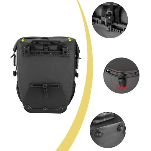 Rockbros AS-001 vodotesná cyklistická taška na nosič 27 l čierna - 3