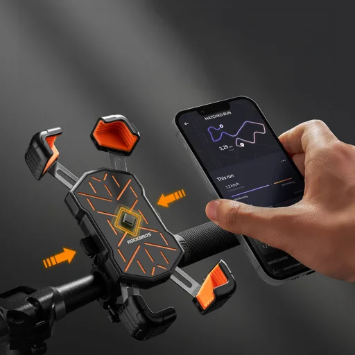 Rockbros HW-117 držiak na telefón na riadidlá, čierny a oranžový - 5