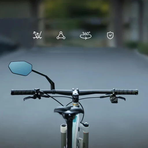 Rockbros F-253W ľavé antireflexné spätné zrkadlo na bicykel s ramenom z karbónových vlákien, čierne - 4