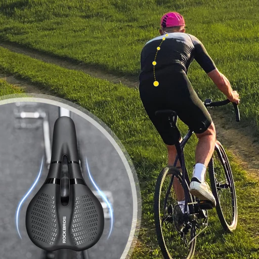 Rockbros 8182 anatomické mestské sedlo na bicykel, čierne - 6