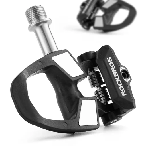 Rockbros RD9 SPD karbónovo-titánové cestné pedále so zarážkami, čierne - 7