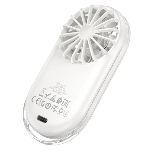 Hoco HX611 prenosný mini ventilátor, mliečna biela - 6