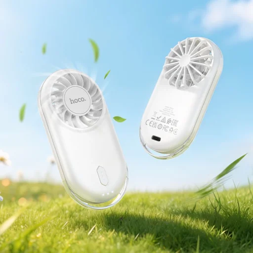 Hoco HX611 prenosný mini ventilátor, mliečna biela - 7