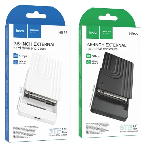 Hoco HB55 2,5" SATA HDD/SSD externý box, biely - 6