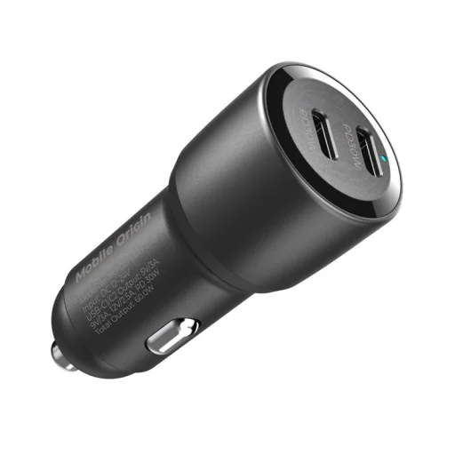 Mobile Origin CA11 60 W autonabíjačka s 2 USB-C konektormi, čierna - 5
