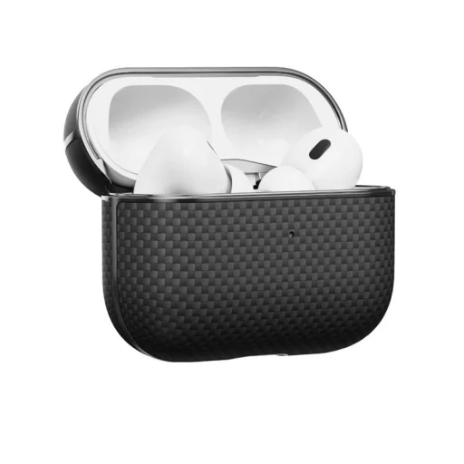 Pitaka magnetické puzdro z aramidových vlákien pre AirPods Pro2, čierna/sivá - 3