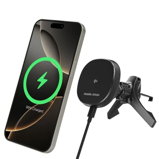 Mobile Origin CA15 Qi2 bezdrôtová nabíjačka do mriežky ventilácie, čierna - 8