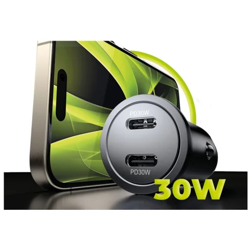 Mobile Origin CA13 30 W kovová autonabíjačka, čierna - 2