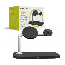 Mobile Origin MO1 3 v 1 magnetická bezdrôtová nabíjačka, čierna
